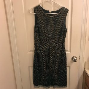 Beaded Emerald Green Cocktail Dress